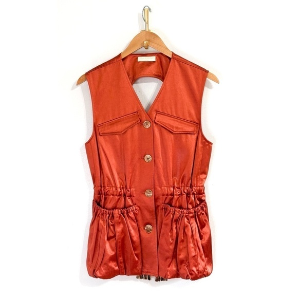 NWOT Ulla Johnson Button-Front Collarless Monroe Open-Back Vest - Picture 2 of 8